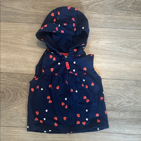 Carter's Other - NWOT Carter's Navy Sweatshirt Vest with Red Hearts ❤️ Size 18 months